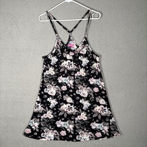 Betsey Johnson Floral Nighty Women’s Size S Black Purple Flowers Mini Night Cami